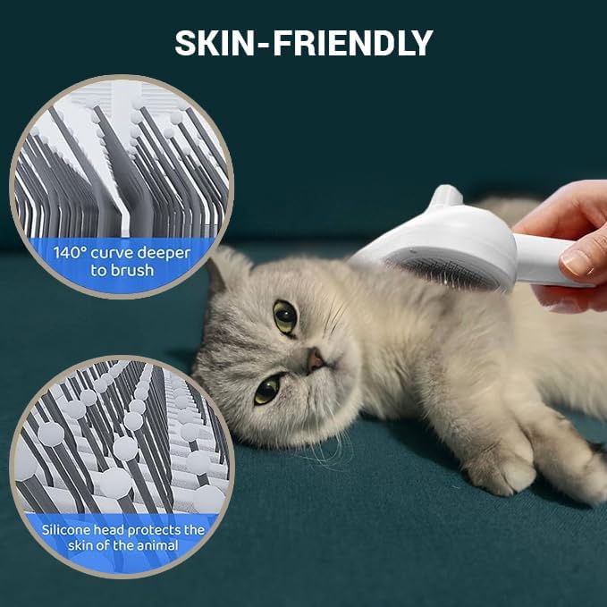 Cat steam brush β Effective Pet Brush for Indoor Cats, Steam Technology for Shedding, Mats & Grooming β Ideal cat brush indoor for Deep Cleaning (White)