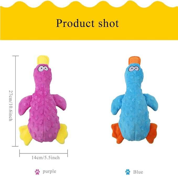 OUANGANC Calming Duck Dog Toy for Aggressive Chewers, Make a Crinkly Crunchy Noise, with Squeaker, 2025 Upgraded Indestructible Puppy Teething Toys, for Small to Medium Dog Breeds (Green 10.6in)