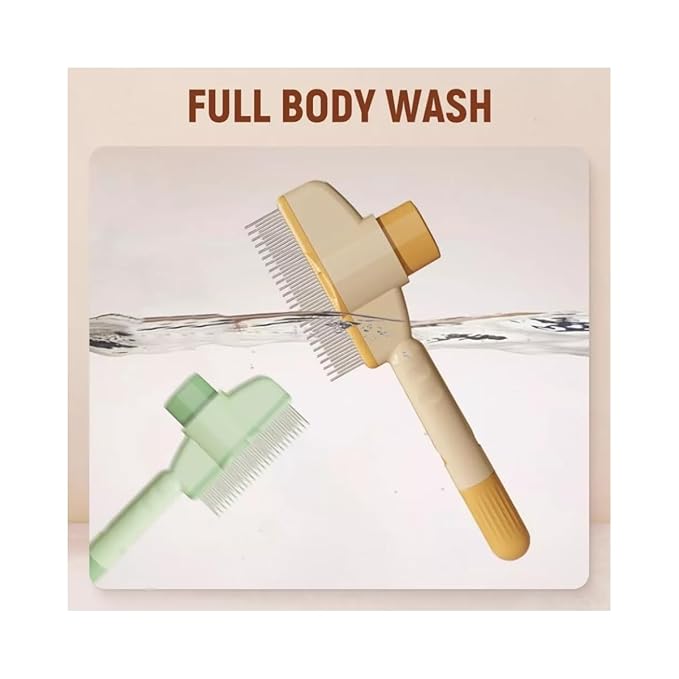 Pet Hair Removal Comb, Flea Brush with Release Button for Cat Dog, De-Shedding Cat/Dog Hair Comb, With Long & Short Stainless Steel Metal Teeth for Shedding(Green)