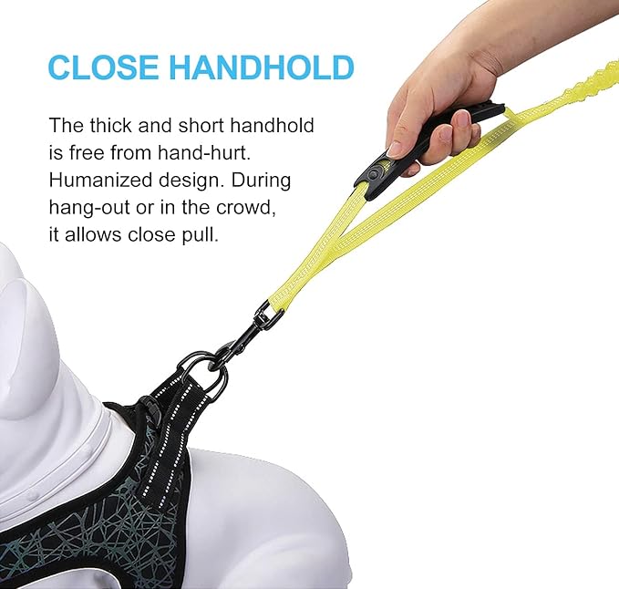 6FT Highly Reflective Heavy Duty Elastic Bungee Medium and Large Dog Leash Shock Absorbing with Comfortable Padded Handle and Traffic Handle Suitable for Training Yellow