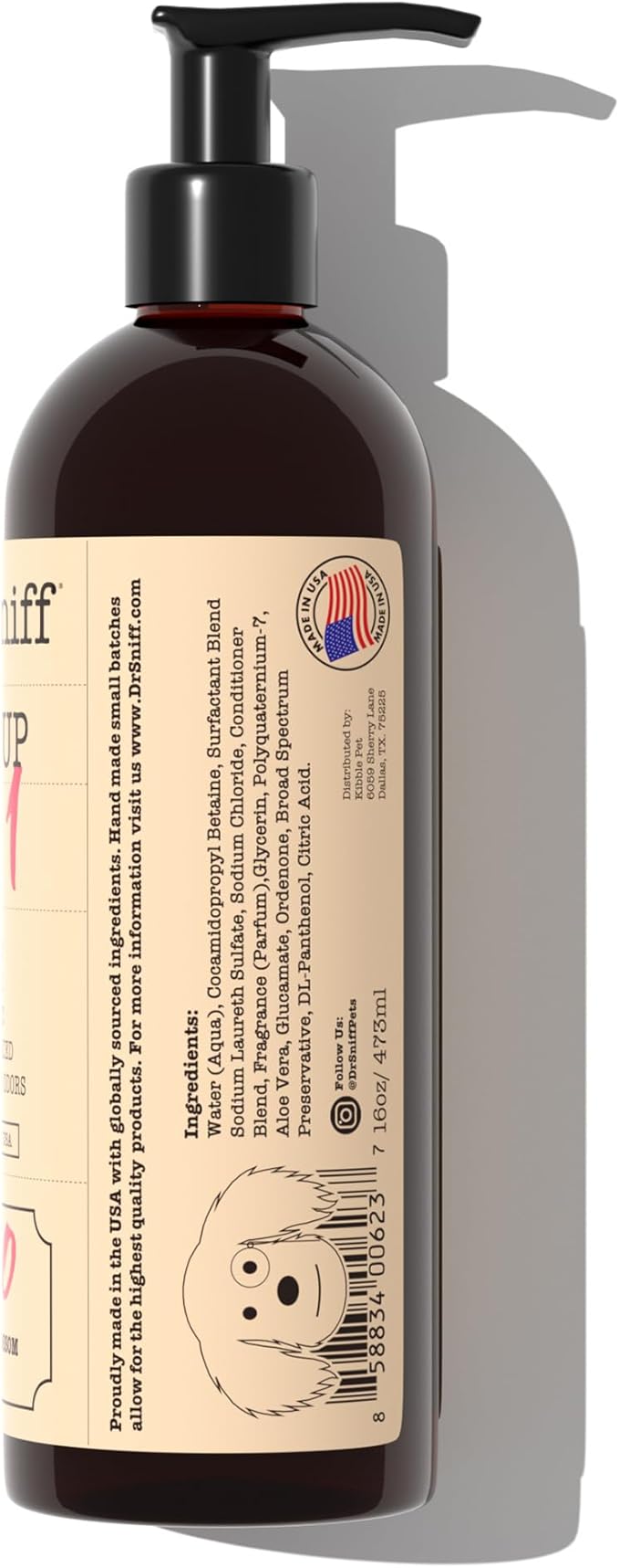 Dr. Sniff 2-in-1 Pet Shampoo & Conditioner, Ultimate Grooming Treatment for Dog & Cat Hair, Freshens Scent, Made in The USA, Sweet Pup Scent, 16 Oz