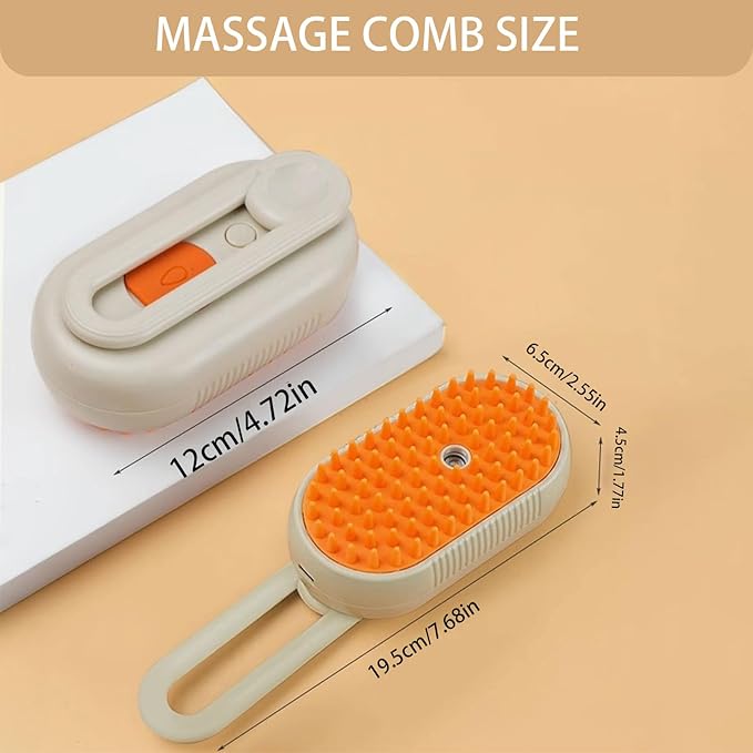 cat steam brush for shedding -4 in 1 Rechargeable Steam Brush for Cats and Dogs, Anti-static, Massage, Cleaning, Shedding & Combing All In One! grooming tool for cats and dogs(Brown)