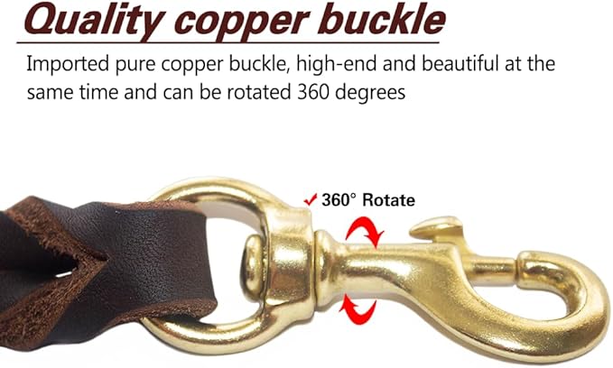 LWBMG Leather Dog Leash 6ft x 3/4 inch, Heavy Duty Genuine Leather Braided Dog Training Leash, Soft and Strong Pet Lead for Large, Medium, Small Dogs
