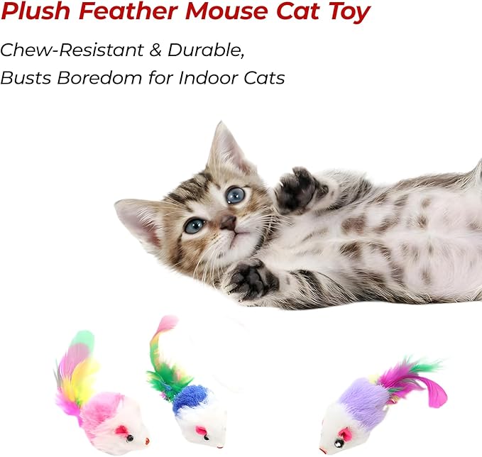 2-Pack Interactive Cat Toys Ball - 2025 New Gen with 360° Auto-Rotation Smart Obstacle Avoidance,Includes 4 Cat Spiral Spring&1 Furry Cat Toy Mice,Ideal Kitten Toys for Bored Indoor Cats(Orange&Blue)