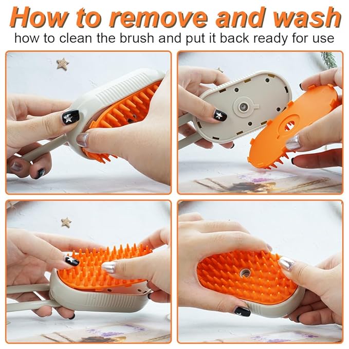 New Cat Grooming Brush With Steam - Rechargeable, Anti-Static, Massage, Cleaning, Shedding & Combing All In One