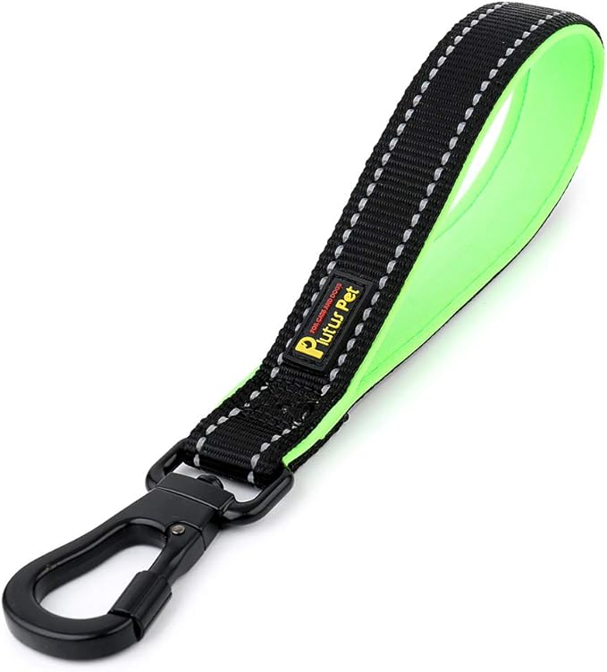 PLUTUS PET 10 Inch Short Dog Leash for Large Dogs with Locking Carabiner Clip & Padded Handle(10”, Black)