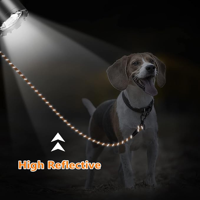 NTR Dog Training Leash, 50FT Rope Puppy leash with 2 Swivel Hooks, Reflective Threads and Comfortable Padded Handle, Puppy Leash for Walking, Hunting, Camping, Backyard for Small Medium and Large Dogs