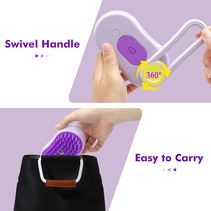 Cat Steam Brush,4 in 1 Rechargeable Pet Steam Brush for Cats and Dog,Anti-Static Cat Spray Brushes, Massage, Cleaning, Shedding and Combing for Long and Short Hair Cats and Dogs