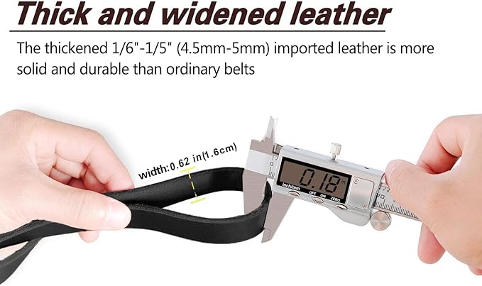 LWBMG Black Leather Dog Leash 6ft x 5/8", Heavy Duty Dog Leash, Strong Sturdy Genuine Leather Dog Leash, Soft Braided Leather Leash for Large, Medium and Small Dogs Training
