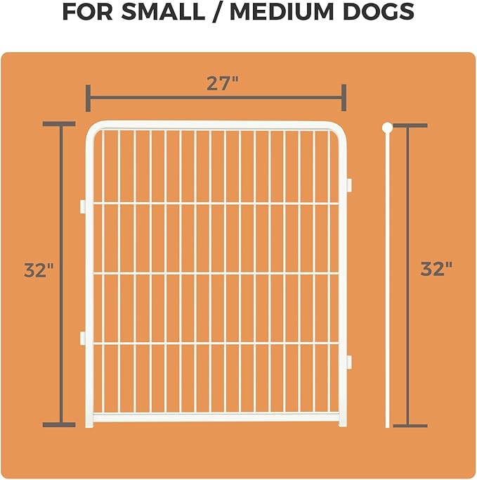 FXW Homeplus Unleashed Indoor Dog Playpen - Stress-Free and Safe Play, Heavy Duty 32 Inch 4 Wire Panels Dog Pen for Puppy and Small Dogs, White│Patented