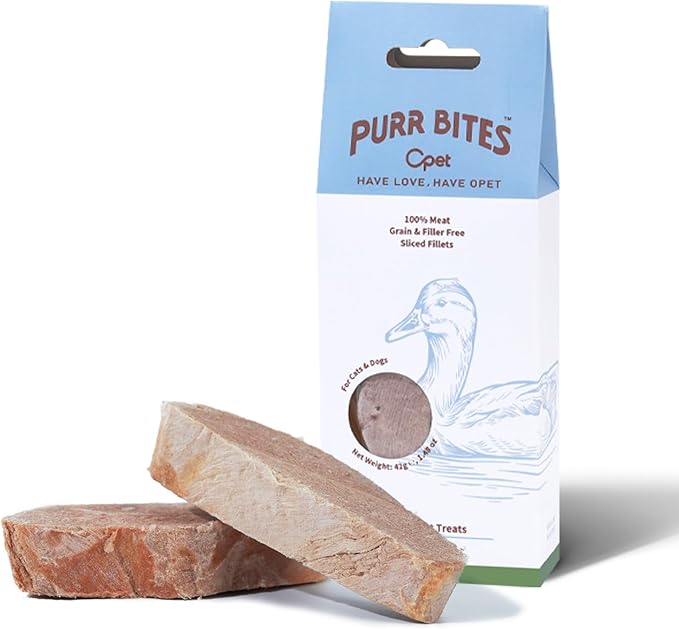 OPET Freeze Dried Duck Cat Treats, Single Ingredient Grain Free High Protein Pet Food for Cats and Dogs, Healthy Training Snacks,Freeze Dried Duck Breast Sliced Fillets (Duck Breast, 1.48 Ounce)