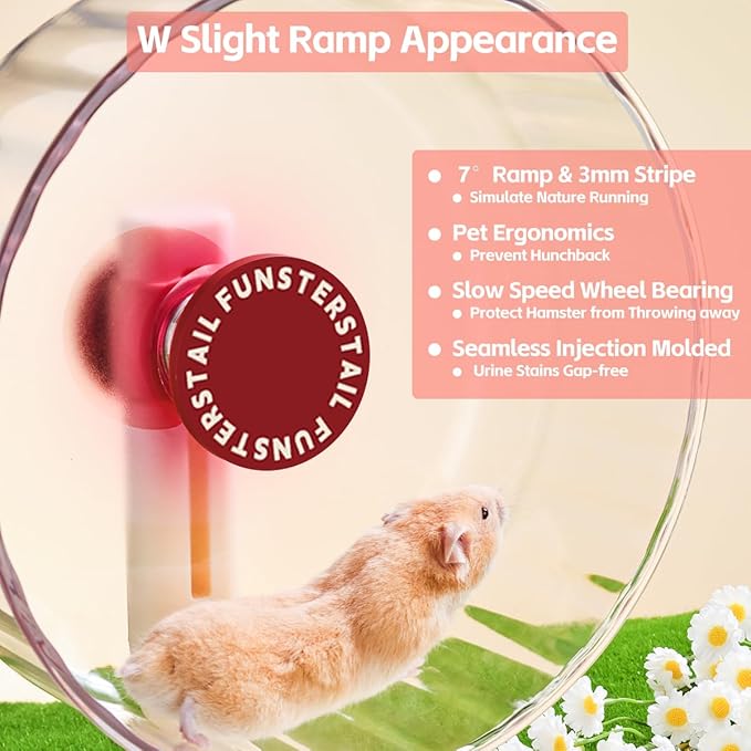 Super Silent Hamster Wheel 8.7 Inch, Magnetic Large Rat Wheel for Chinchilla, Gerbil, Guinea Pig, Cat, Mouse, Sugar Glider and Dwarf, Syrian Hamster Accessories (Tomato Red)