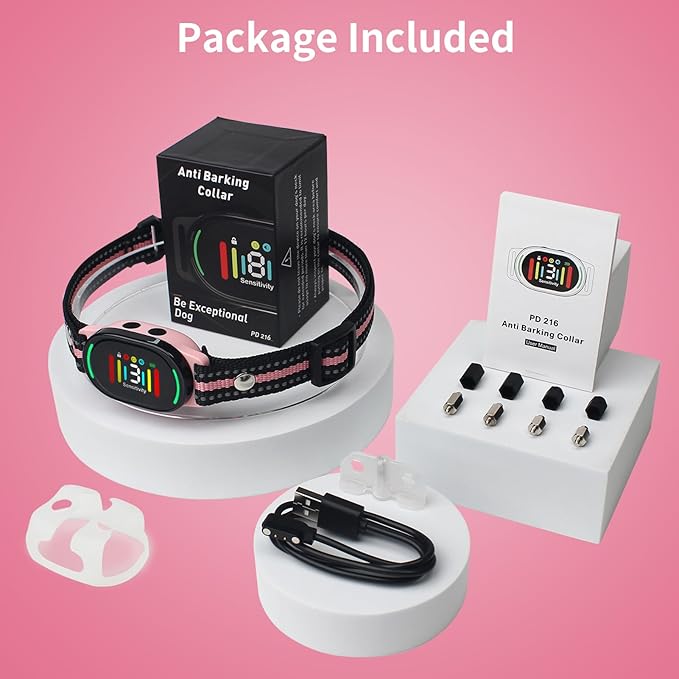 PetJoy Smart Bark Collar, Dog Bark Collar for Small Medium Large Dogs, Anti Bark Collar with Optional Shock - 3 Sensitivity Levels, Vibration or Shock Mode 2 in 1