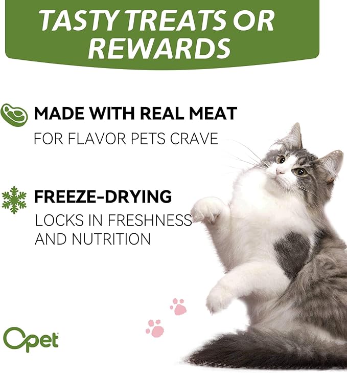 OPET Freeze Dried Cat Treats, Single Ingredient Grain Free High Protein Pet Food for Cats and Dogs, Healthy Training Snacks,Freeze Dried Pork Sliced Fillets (Pork, 5.92 Ounce)