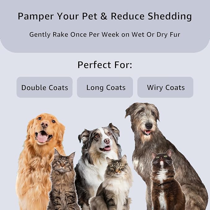 YINGFAN Pet Grooming Combo, Double-Sided Dematting Deshedding Undercoat Rake for Dogs and Cats, Extra Wide Dog Brush for Shedding (Black)