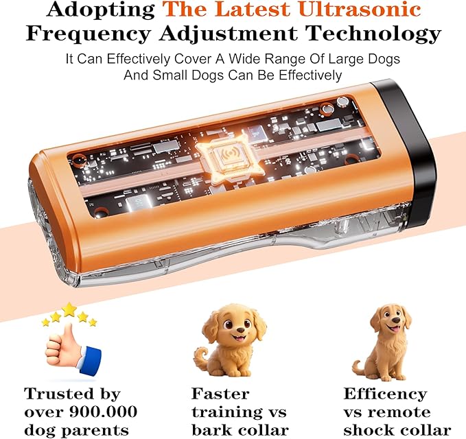2 Pack Dog Bark Deterrent Devices Rechargeable Anti-Barking Device for Dogs 50ft Long Range Ultrasonic Correct Your Dog's Bad Behavior at The Push of aButton Better Than Shock Collars