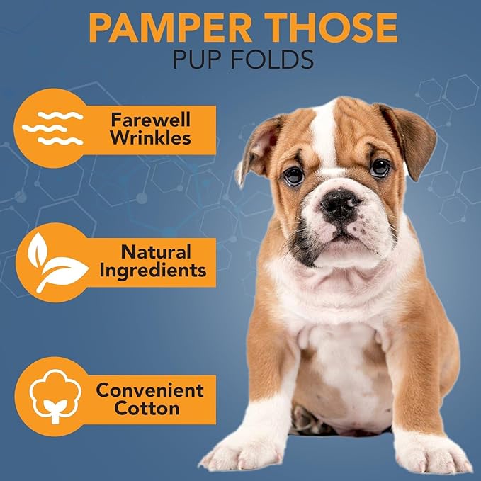 NOVEHA Wrinkle XL Wipes for Dogs | Wipes for Bulldog, French Bulldog, Pug, English Bulldog β Wipes for Multiple Areas Removes Dirt, Wrinkles, Folds, Tear Stain, Tail Pockets & Paws (240 Counts)