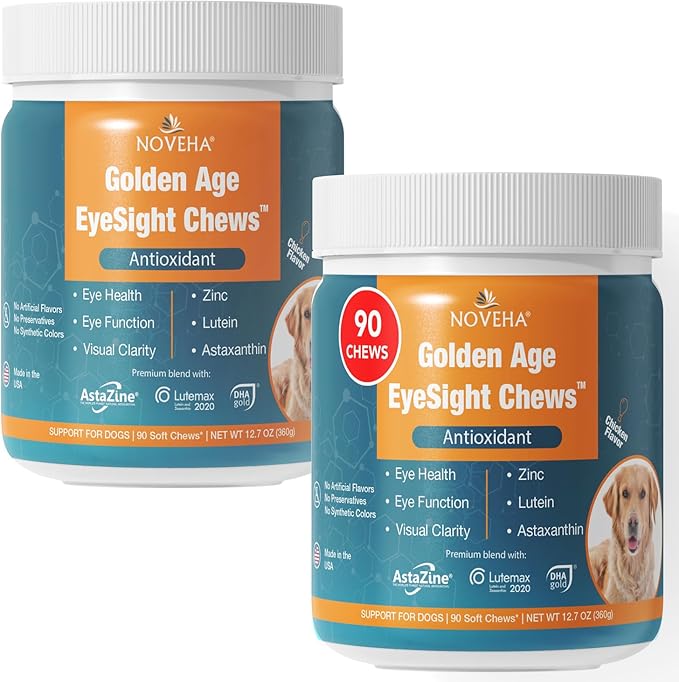 NOVEHA 180 Soft Chews for Dogs β with Lutein, Astaxanthin & Omega-3 from Fish Oil β Support for Overall Wellness β Made in USA β Chicken Flavor β 90 Chews x 2 Pack