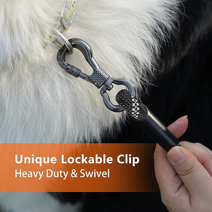 Long Dog Leash for Training 10FT/15FT/20FT/30FT/40FT/50FT/100FT, Reflective Leash with 2 Hooks, Heavy Duty Dog Lead for Large Medium Small Dogs Outside Walking, Camping, or Yard,Black 10FT