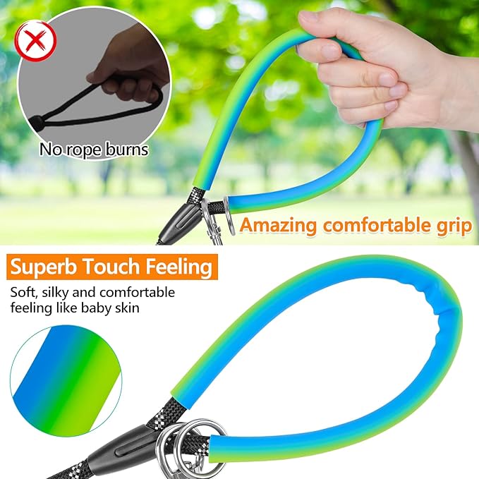 NTR Long Dog Leash, 15FT Recall Training Lead, with 2 Swivel Hooks, Reflective Threads and Soft Rubber Handle, Puppy Leash for Walking, Hunting, Camping for Small Medium and Large Dogs-Pink
