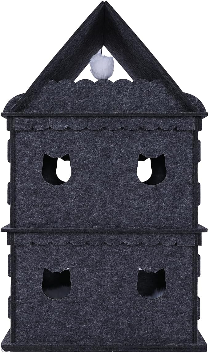3-Tier Indoor Cat Apartment,Cozy Pet Cat Bed, Hideaway, and Sturdy Cat Castle for Multiple and Large Cats