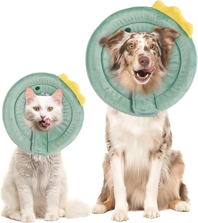FRIUSATE Cat Cone Collar Soft, Cute Cat Recovery Collar Soft Adjustable Cat Cones to Stop Licking Comfortable Breathable Lightweight Neck Cone for Cats Kittens Pet After Surgery