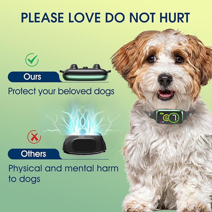 Smart Dog Bark Collar, Automatic Stop Bark Collar for Large, Medium, Small Dogs, Safe & Humane Barking Collar with Beep, Vibration & 7 Adjustable Sensitivity, Anti Barking Device IP67 Waterproof