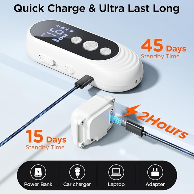 Dog Shock Collar 2 Dogs, 3300ft Dog Training Collar with Remote, IPX7 Waterproof Rechargeable Sleek Modern for All Dogs with Beep, Vibration, Safety Shock, Light Mode, 8-120 lbs NF