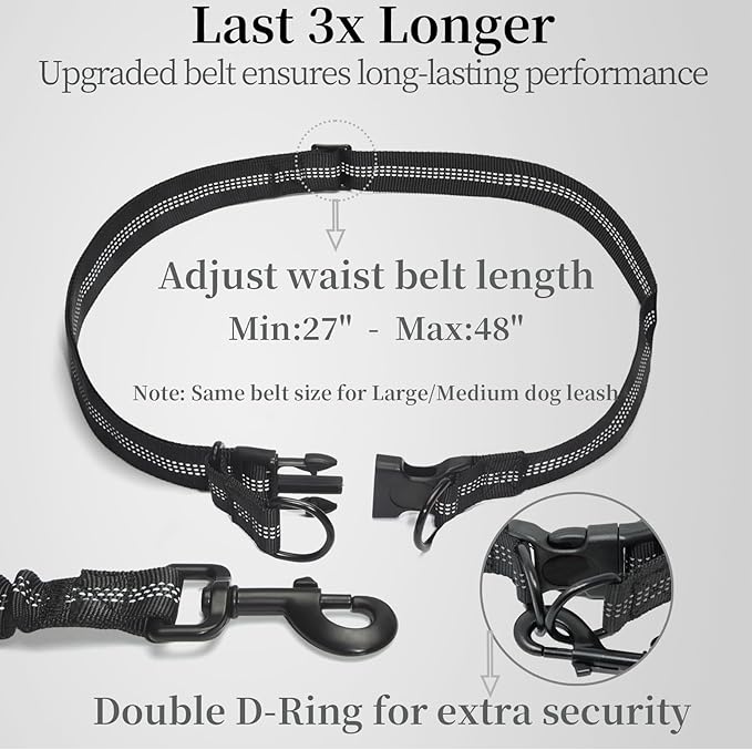 iYoShop Hands Free Dog Leash with Zipper Pouch, Dual Padded Handles and Durable Bungee for Walking, Jogging and Running Your Dog (Lavender, 8-25 lbs, Medium)