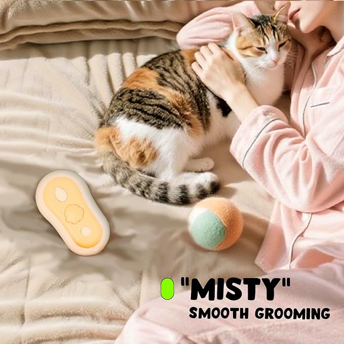 Misty - Moisturizing Pet Comb - Hair Brush with Mist, One-Click Clean, & Stainless Steel Bristles - Anti-Static Deshedding - Smooth Grooming for Cats, Dogs, & Small Pets - No Handle Compact Design