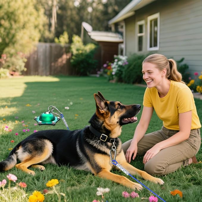 Dog Tie Out Cable and Stake,360°Swivel Dog Run Anchors-with 30FT Heavy Duty tie Out Cable- No Tangle,Dog Runner for Yard- Up to 150 lbs,for Outdoor Camping Gift