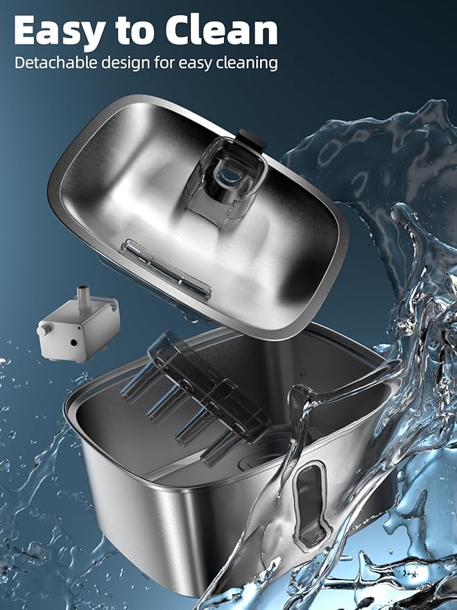 Dog Water Fountain for Large Dogs, 9L/2.4Gal Stainless Steel Dog Fountain with Water Level Window & Filtration, Automatic Pet Water Bowl Dispenser Indoor, Super Quiet for Multi-Pet