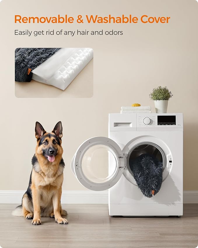 Feandrea Dog Bed, Orthopaedic Dog Sofa Bed for Large Dogs, Waterproof Ped Bed with Removable Washable Cover, 48 x 33.5 x 9.5 Inches, Dark Gray UPGW234G02