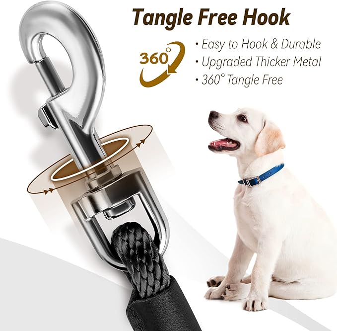 lynxking Check Cord Dog Leash Long Lead Training Tracking Line Comfortable Handle Heavy Duty Puppy Rope 15ft for Small Medium Large Dog