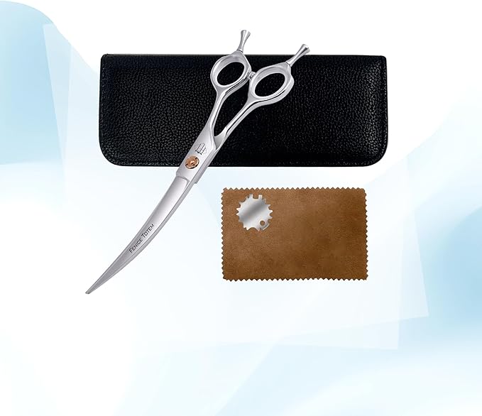 Dog Grooming Scissors: 7.0 inch Curved Pet Shears Made Of Japanese 440C Advanced Stainless Steel Professional Grooming Scissors for Dogs Cats and Other Pets