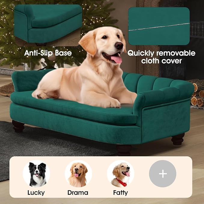Dog Couch Sofa Bed, Comfortable Pet Sofa for Large and Medium Dogs, Soft Velvet Cushion, Durable Dog Furniture for Living Room