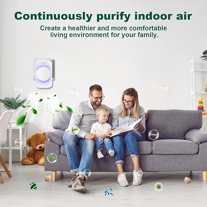 JOSTART- Air Ionizers (1 Pack)- Plug In Negative Ion Air Purifiers - Quiet Air Freshener for Home, Bedroom, Office, Basement - Portable Air Purifier Odor, Smoke, Dust, Pet Smell - Mini Air Cleaner