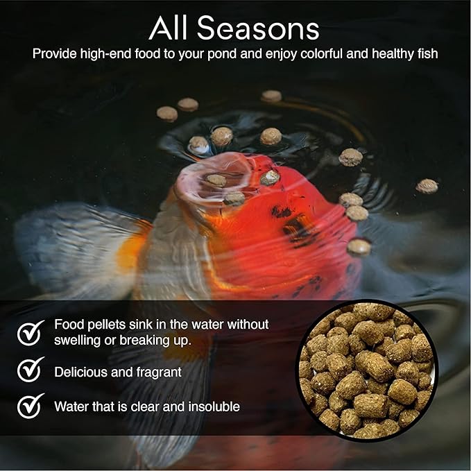 BIG Kahuna Koi Fish Food- 4.5 lbs Jug – Made in The USA - Koi Food Floating Pellets – 3/16" - 1/4" Pellet Size – 32% Protein Fish Food – Rich in Nutrients