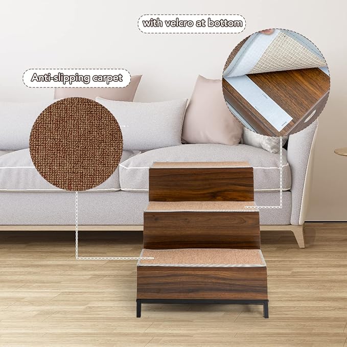 Dog Window Perch, Pet Bunk Bed with Multi-Level Platform, Non-Slip Cat Window Perch with Stroage Drawers, Dog Perch to Look Out Window, Wooden Steps for Small, Large Sized Dogs and Cats