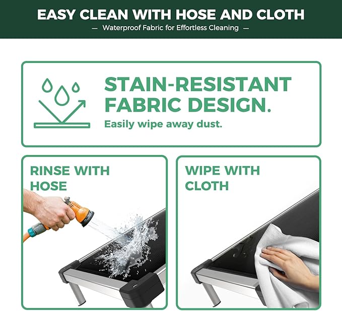 FXW TitanNest Chew-Proof Elevated Dog Bed, Raised Cot for Indoor/Outdoor/Camping Use, Durable & Washable Padded Pet Bed for Extra-Small Dogs, 29.0" L x 18.0" W x 4.5" H, Black