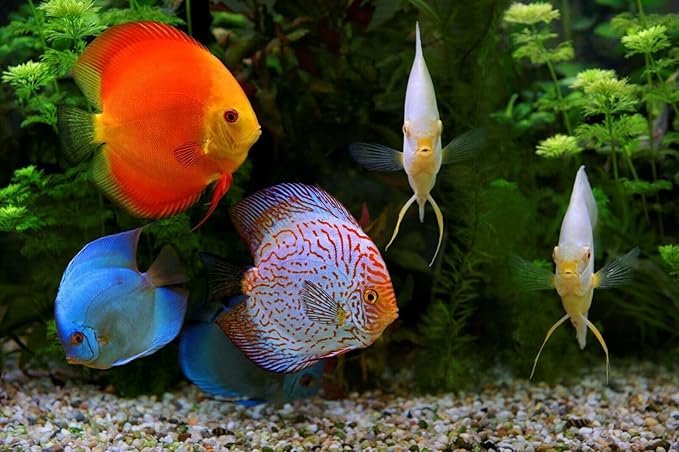 Aquatic Foods Inc. Tropical Fish Flakes, Mix of Krill, Color Enhancing, Spirulina Flakes for Cichlids, Angels, Tetras, Guppies. 12-Type Pellet Mix & 4-Type Wafers Included...WL 2 x 1/2-lb Foil Bag