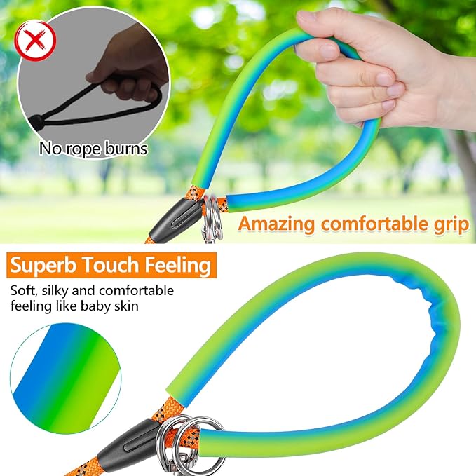 NTR Dog Training Leash, 50FT Rope Puppy leash with 2 Swivel Hooks, Reflective Threads and Comfortable Padded Handle, Puppy Leash for Walking, Hunting, Camping, Backyard for Small Medium and Large Dogs