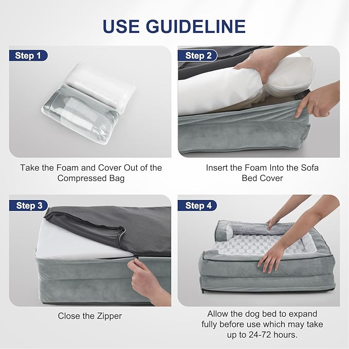 FURTIME Orthopedic Dog Bed for Small Dogs - Waterproof Dog Sofa Beds Small, Supportive Foam Pet Couch Bed with Removable Washable Cover, Waterproof Lining and Nonskid Bottom, Light Grey