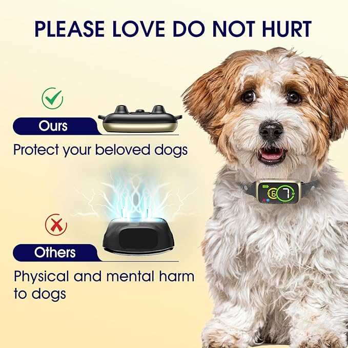 Smart Dog Bark Collar, Automatic Stop Bark Collar for Large, Medium, Small Dogs, Safe & Humane Barking Collar with Beep, Vibration & 7 Adjustable Sensitivity, Anti Barking Device IP67 Waterproof