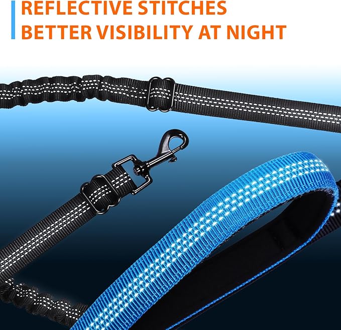 SparklyPets - Hands Free Double Dog Leash - Dual Leash for 2 Small Dogs - with Padded Handles, Reflective Stitches - No Pull, Tangle Free, for Dog Walking, Hiking, Canicross - for Small Dogs