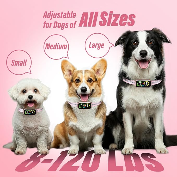 Dog Bark Collar, Smart Barking Collar with 4 Modes, 7 Adjustable Sensitivity for Barking Howling Whining, Automatic Anti Barking Device for Large Medium Small Dogs IP67 Waterproof for Indoor & Outdoor