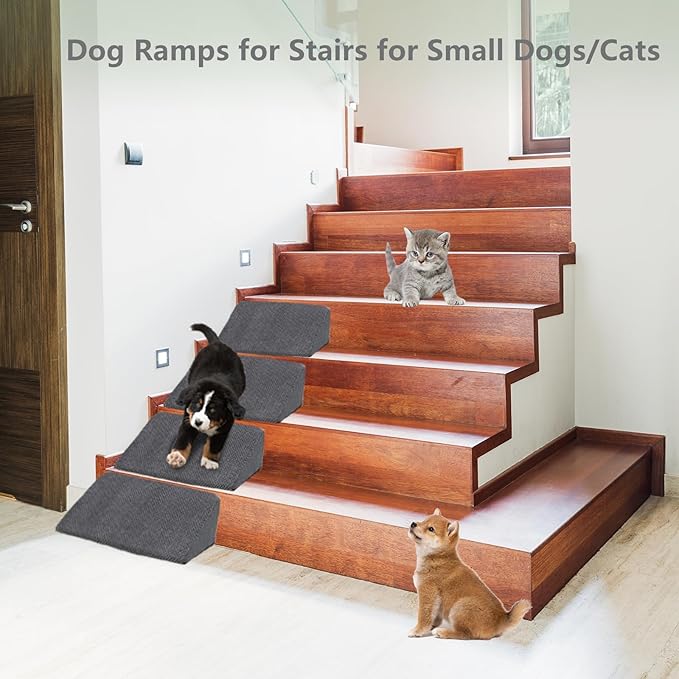 Dog Stairs for High Beds 30-36 inches Tall, 7-Step Pet Stairs/Steps for Small Large Dogs, 30D Foam Pet Steps/Ramp/Ladder for High Bedsides, with 4pcs Dog Ramp for Stairs, Dark Grey