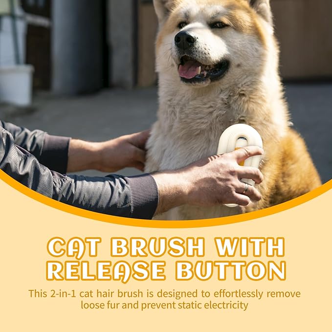 Spritz Defur Comb for Cats, New 3-in-1 Cat Steam Brush for Massaging and Cleaning Shedding Pets, Comb for Long and Short Hair Cats and Dogs Grooming Tool (Coffee)