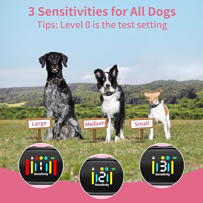 PetJoy Smart Bark Collar, Dog Bark Collar for Small Medium Large Dogs, Anti Bark Collar with Optional Shock - 3 Sensitivity Levels, Vibration or Shock Mode 2 in 1