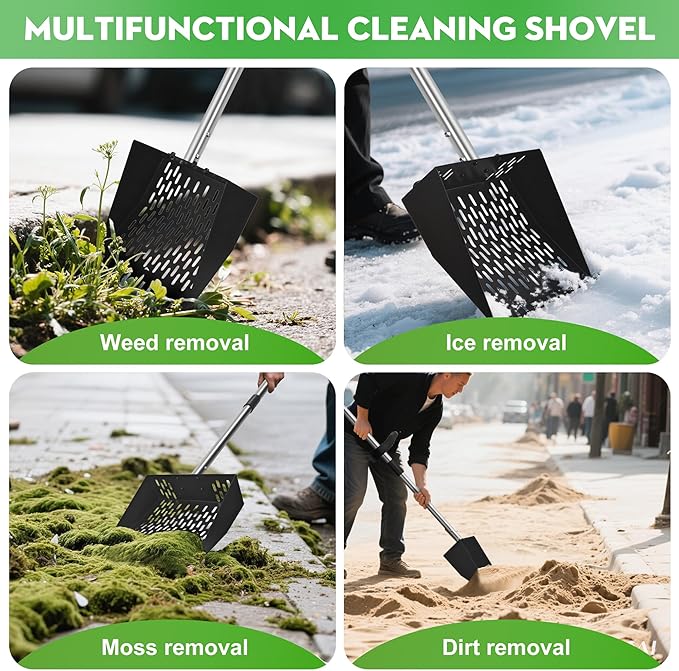 2-in-1 Chicken Poop Scooper & Rake - Adjustable Chicken Coop Scoop with Handle(39、53、67 in),Stainless Steel Shovel Head- Litter Scooper Sand & Sifting Shovel for Chicken Coops